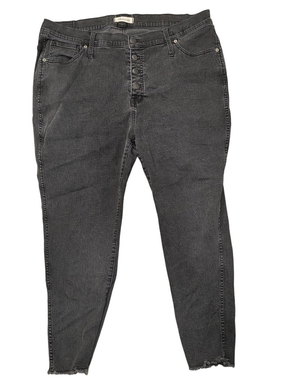 Madewell Womens 10" High-Rise Skinny Jeans Black Frayed Hem Size 35P